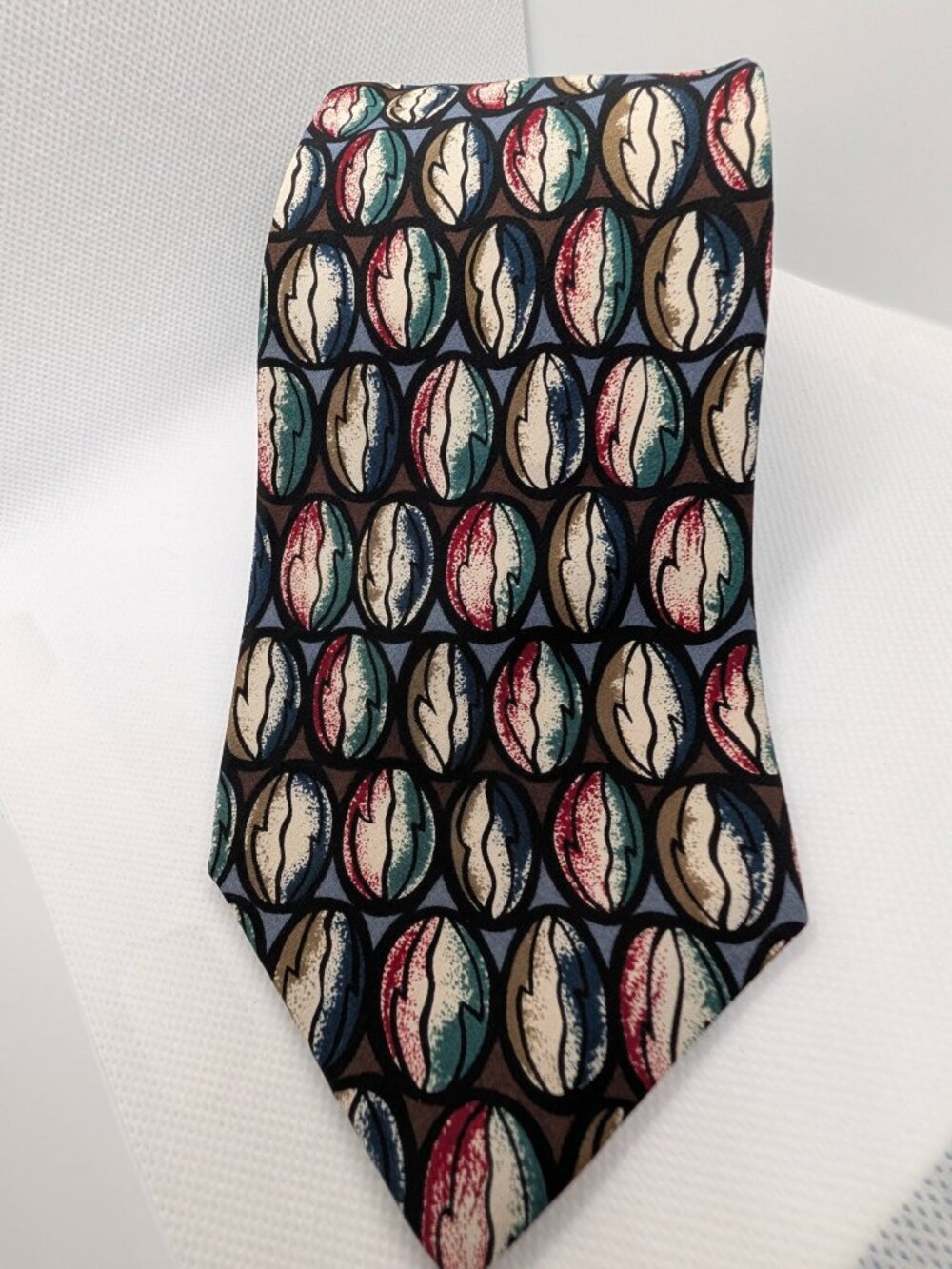 John Blair Vintage Abstract Coffee Bean 100% Silk Necktie Made in USA